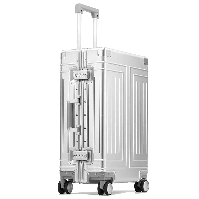 MAGNA | All Aluminium Carry On 20" Zipperless Luggage with Anti-crash Corners - Silver