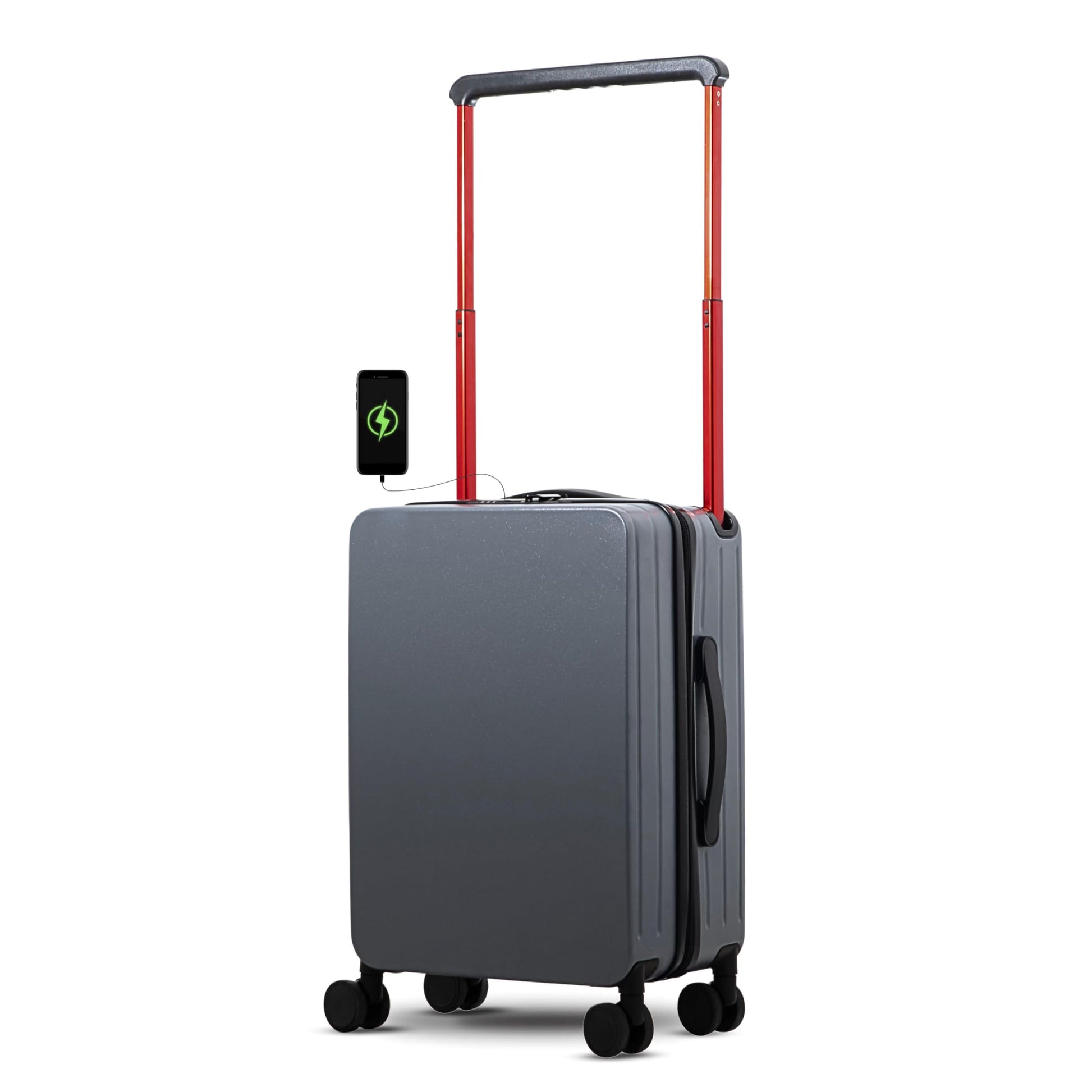 Carry-on Luggage Travel Suitcase Wide Handle Cup Holder Silent Wheels USB Port Charging 20" Cabin Bag Vada V2 (Steel Blue, 20)