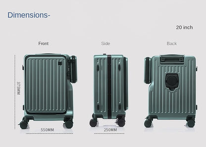 Skycare Carry On Luggage - Airline Lightweight Hardside Spinner Suitcase, USB Charging, Front Pocket, and Cup Holder, Green, Fashion