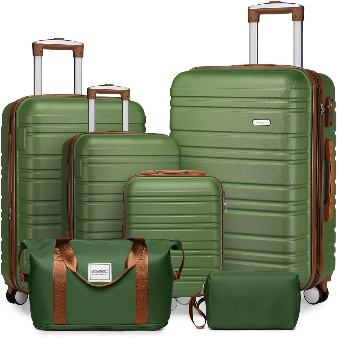 LARVENDER | Premium 6-Piece Luggage Set – Durable & Expandable Complete Travel Collection- Green