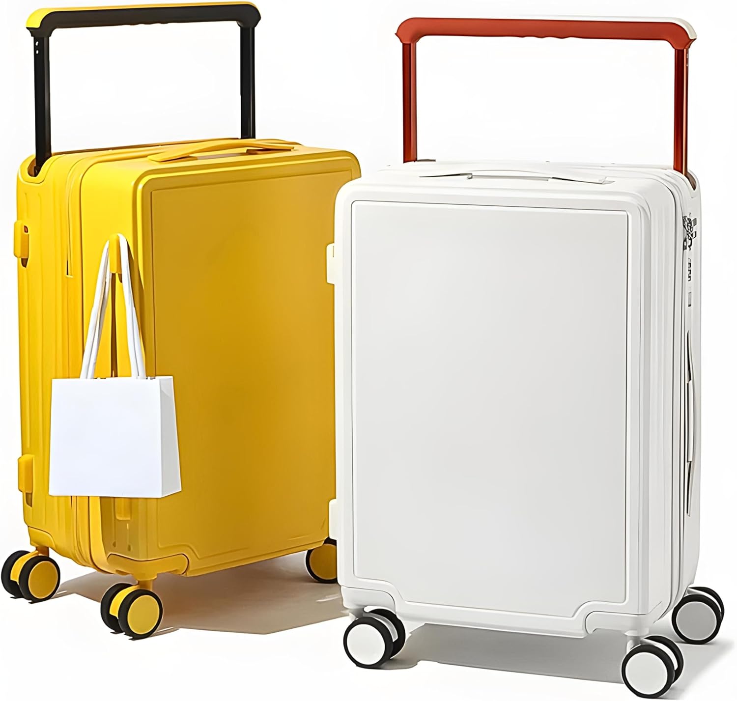 TERE® Carry-on Luggage Travel Suitcase Wide Handle Cup Holder Silent Wheels USB Port Charging 20" Cabin Bag Jx (Yellow, 26-inch)