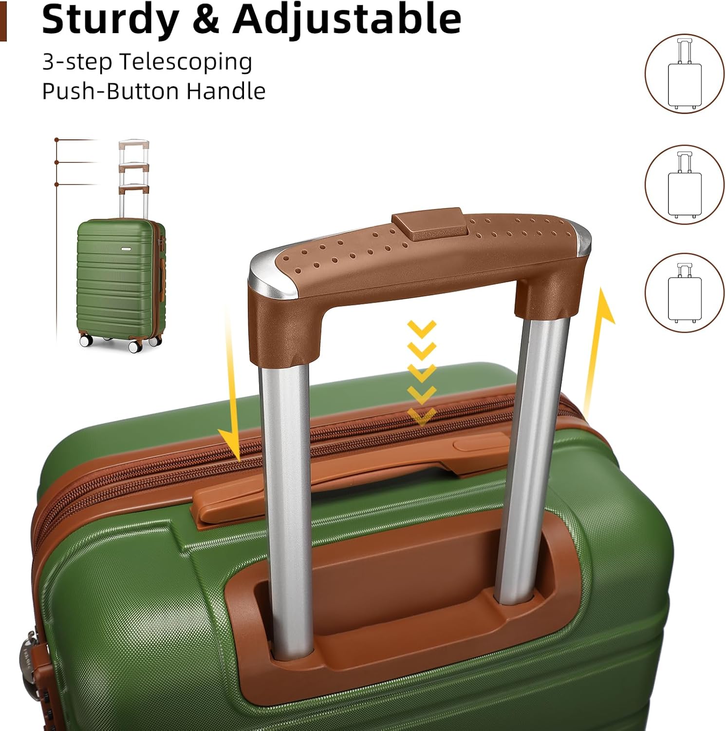 LARVENDER Luggage Sets 6 Piece, Expandable Hardside Carry on Suitcase Set with Spinner Wheels, Lightweight Rolling Luggage for Men and Women with TSA Lock, Green