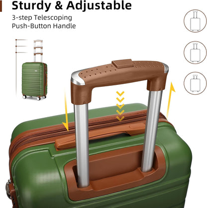 LARVENDER Luggage Sets 6 Piece, Expandable Hardside Carry on Suitcase Set with Spinner Wheels, Lightweight Rolling Luggage for Men and Women with TSA Lock, Green