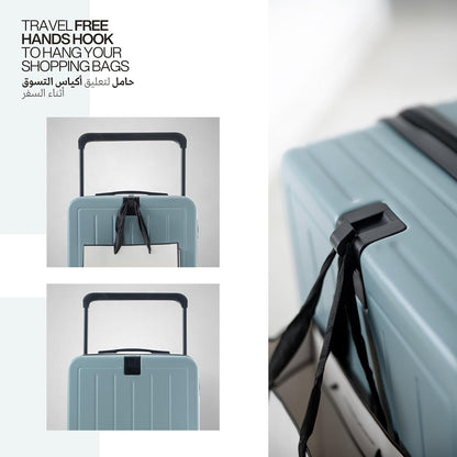 TERE® Check In 26-inch Luggage Travel Suitcase Wide Handle Cup Holder Silent Wheels USB Port Charging Cabin Bag Vada5 (Black, 26-inch)