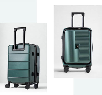 حقيبة سفر محمولة مقاس 20 بوصة مع حجرة أمامية مفتوحة للكمبيوتر المحمول وعجلات صامتة ومساحة تخزين واسعة ومنفذ USB للشحن (رمادي داكن، 20 بوصة) 