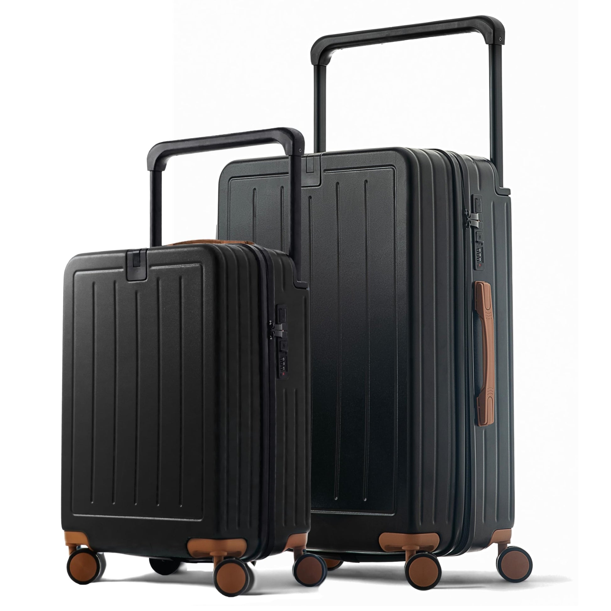 TERE® Check In 26-inch Luggage Travel Suitcase Wide Handle Cup Holder Silent Wheels USB Port Charging Cabin Bag Vada5 (Black, 26-inch)