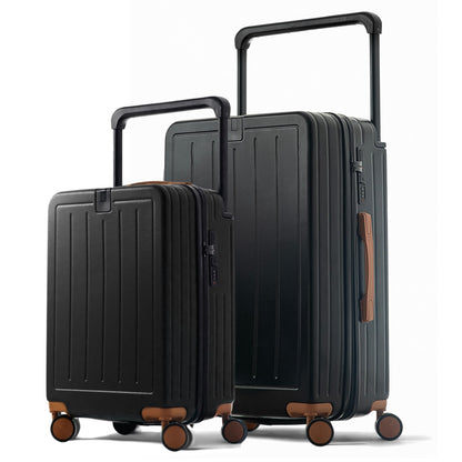 TERE® Check In 26-inch Luggage Travel Suitcase Wide Handle Cup Holder Silent Wheels USB Port Charging Cabin Bag Vada5 (Black, 26-inch)