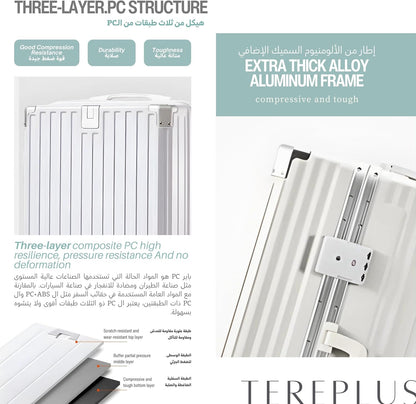 Luxury Check In Luggage Travel Bag Suitcase lightweight with High Quality Aluminium Frame Zipperless Cup holder Silent Wheels USB Port Charging (Mint, 24 Inches)