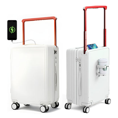 TERE® Carry-on Luggage Travel Suitcase Wide Handle Cup Holder Silent Wheels USB Port Charging 20" Cabin Bag Jx (Yellow, 26-inch)