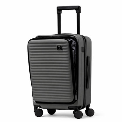 Carry On 20-inch Luggage Travel Suitcase with Front Open Laptop Compartment Silent Wheels Deep Storage USB Port Chargingn Cabin Bag Deepy (Dark Green, 20-inch)