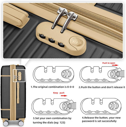 LARVENDER Luggage Sets 6 Piece with Duffel Bag, Expandable(Only 28 & 24") Hardside Luggage with Cosmetic Case 360° Spinner Wheels, Durable Luggage Set Clearance For Women Men, Black