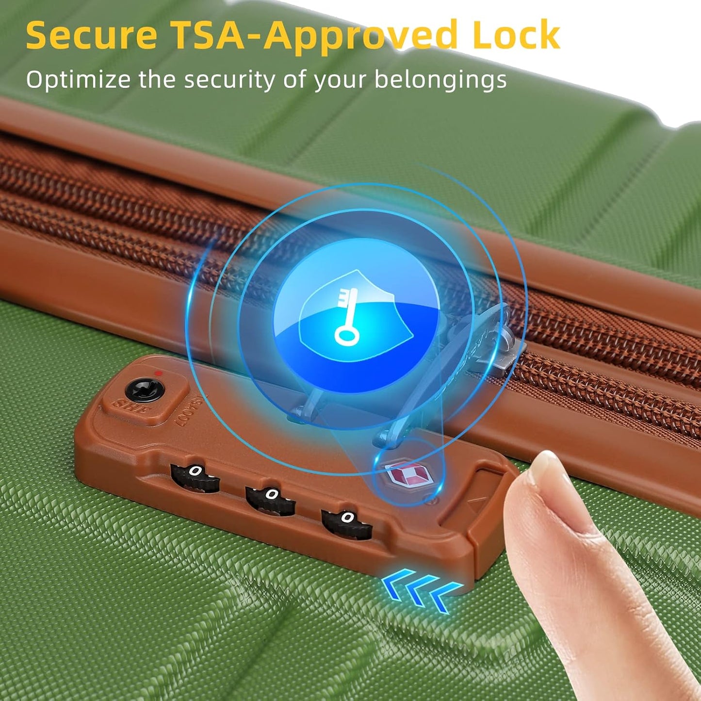 LARVENDER Luggage Sets 6 Piece, Expandable Hardside Carry on Suitcase Set with Spinner Wheels, Lightweight Rolling Luggage for Men and Women with TSA Lock, Green