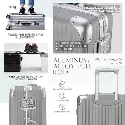 TERE® Carry On 20-inch Luggage Travel Suitcase with Aluminum Frame Zipperless Lightweight Silent Wheels Cabin Bag Roo