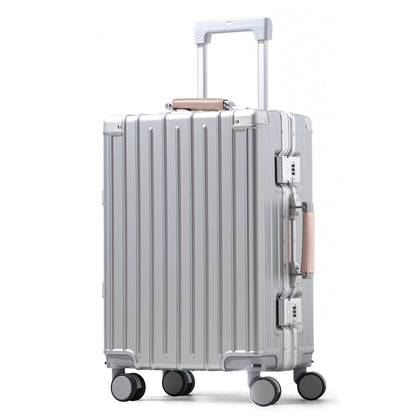 Amby 3.0 | Carry On 20" Bag with Aluminium Frame Zipperless, Cup Holder, USB Port, Lightweight - Light Pink Handle