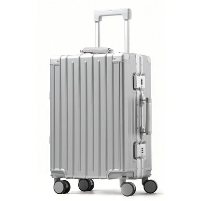 Amby 3.0 | Carry On 20" Bag with Aluminium Frame Zipperless, Cup Holder, USB Port, Lightweight - Silver Handle