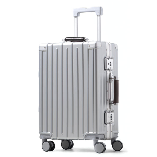 أمبي 3.0 | حقيبة سفر محمولة مقاس 20 انش بإطار ألومنيوم، بدون سحاب، حامل أكواب، منفذ USB، خفيفة الوزن - مقبض أسود