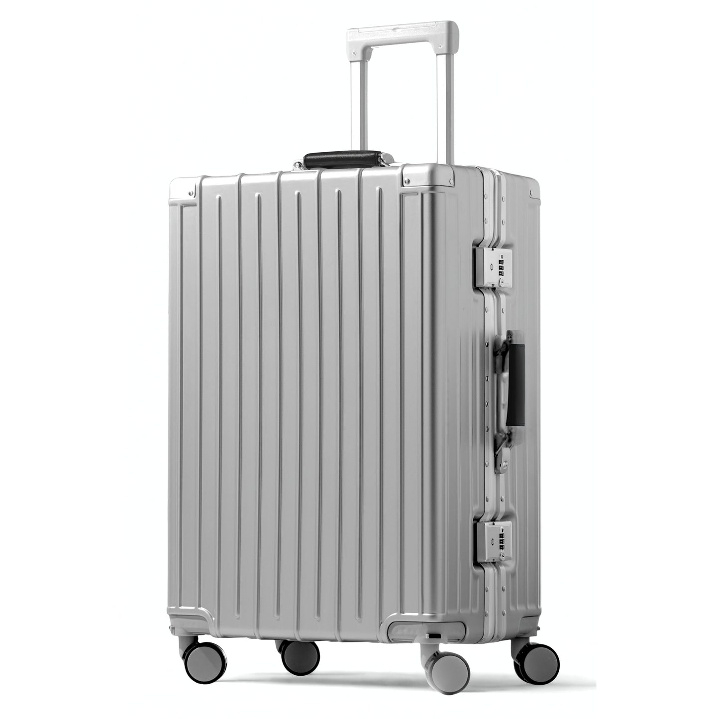 Amby 3.0 | Check In 24" Bag with Aluminium Frame Zipperless, Cup Holder, USB Port, Lightweight - Black Handle
