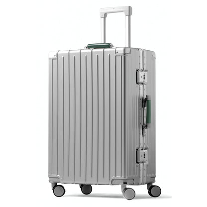 Amby 3.0 | Check In 24" Bag with Aluminium Frame Zipperless, Cup Holder, USB Port, Lightweight - Forest Green Handle