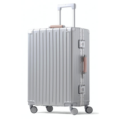 Amby 3.0 | Check In 24" Bag with Aluminium Frame Zipperless, Cup Holder, USB Port, Lightweight - Light Pink Handle
