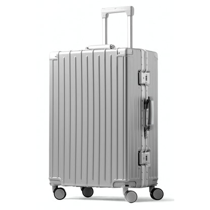 Amby 3.0 | Check In 24" Bag with Aluminium Frame Zipperless, Cup Holder, USB Port, Lightweight - Silver Handle