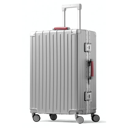 Amby 3.0 | Check In 24" Bag with Aluminium Frame Zipperless, Cup Holder, USB Port, Lightweight - Burgundy Handle
