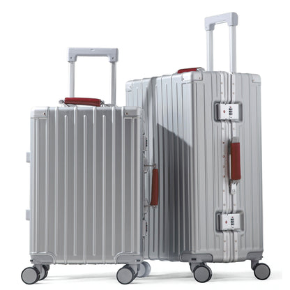 Amby 3.0 | Luggage Set 20"/24" Carry On & Check In with Aluminium Frame Zipperless, Cup Holder, USB Port, Lightweight - Burgundy Handle