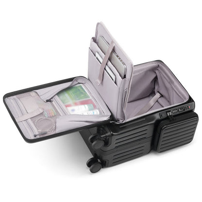 PKTS | Carry On Luggage - Lightweight, USB Charging, Front Pocket & Cup Holder - Pink