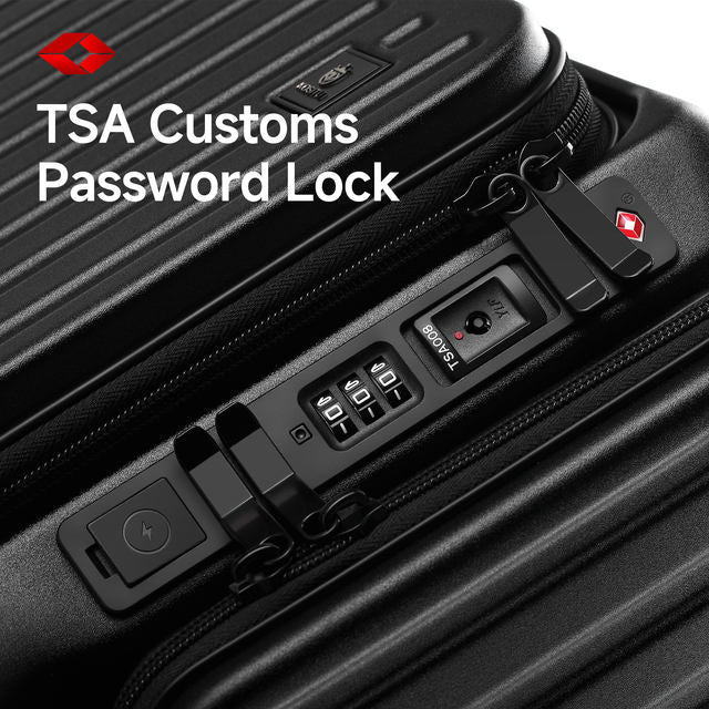 PKTS | Carry On Luggage - Lightweight, USB Charging, Front Pocket & Cup Holder - Pink