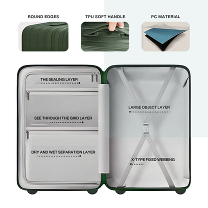 حقيبة سفر محمولة من TERE® بمقبض عريض وحامل أكواب وعجلات صامتة ومنفذ شحن USB وحقيبة مقصورة 20 بوصة Jx (أصفر، 26 بوصة)